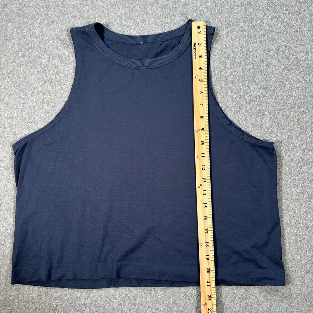 Avocado Seamless Cropped Muscle Tank Blue Women's Large *No Size Tag* Gym Active - Picture 5 of 8